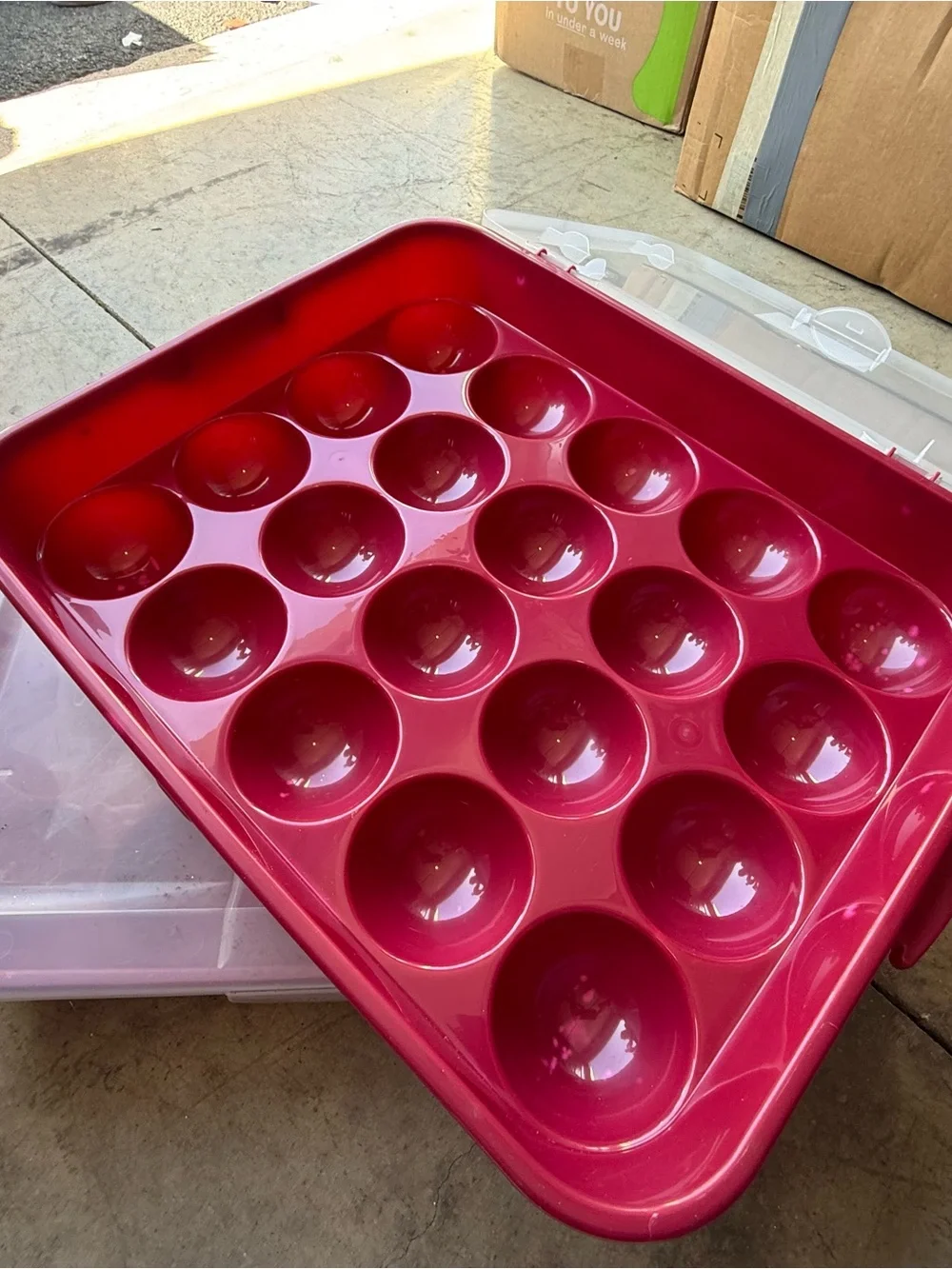 Red Christmas Storage Container with Clear Lid